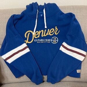 Women’s oversized and cropped blue Denver hoodie - size XL